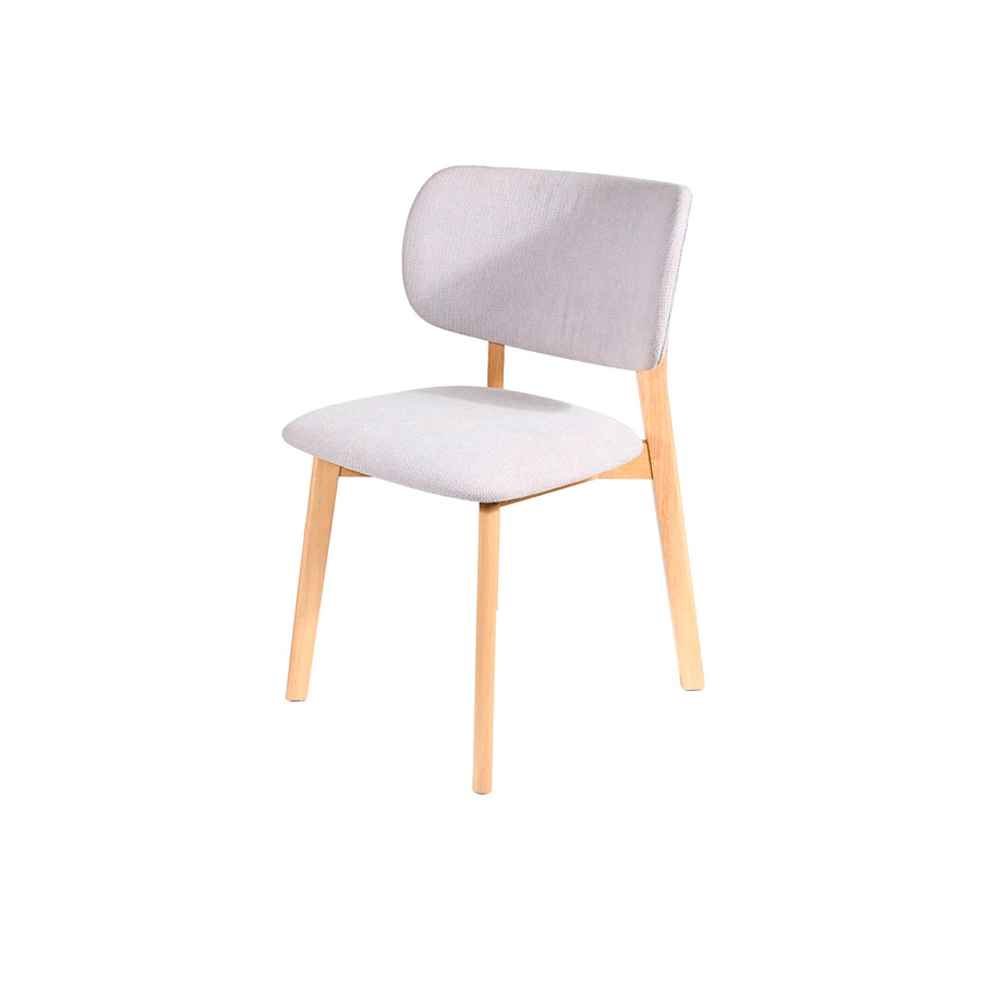 Silla DC-402 tapizada en color gris con patas en madera de roble