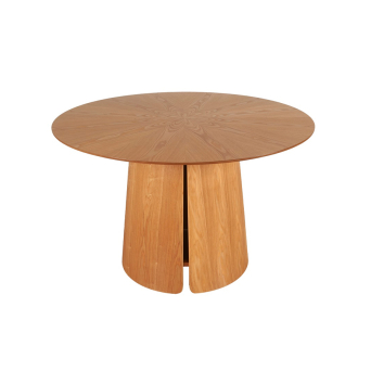Mesa DT-522 con sobre redondo y fabricada en chapa de roble
