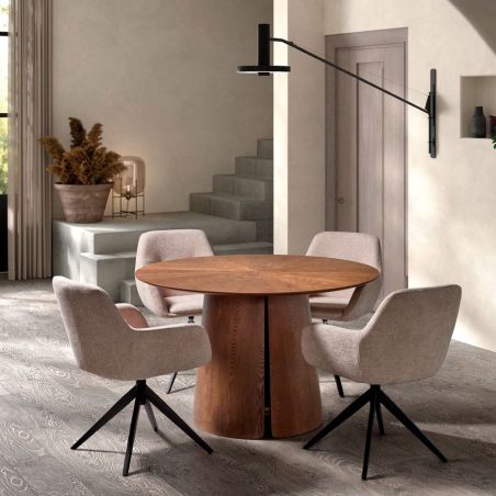 Ambiente con mesa de comedor DT-522 en color nogal