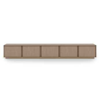 Mueble de televisión Madi 01 con 5 puertas y zócalo en chapa de roble natural