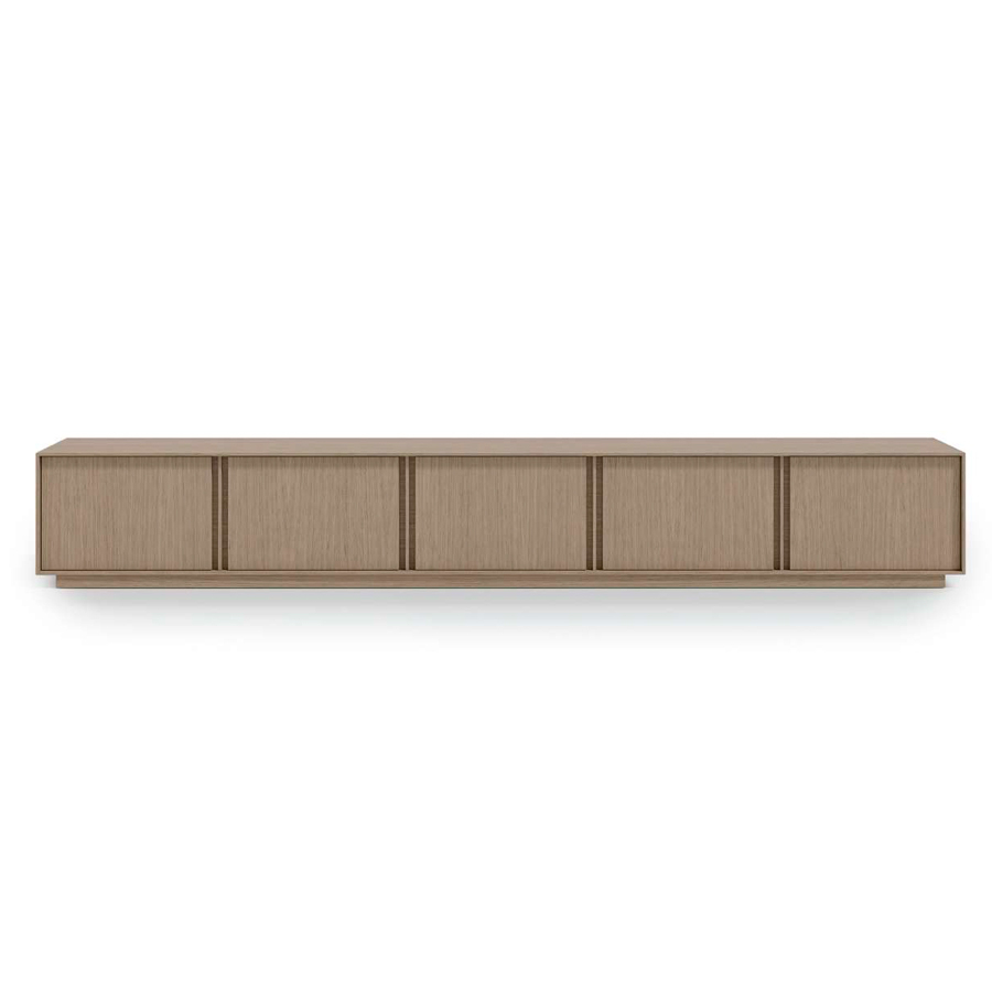 Mueble de televisión Madi 01 con 5 puertas y zócalo en chapa de roble natural