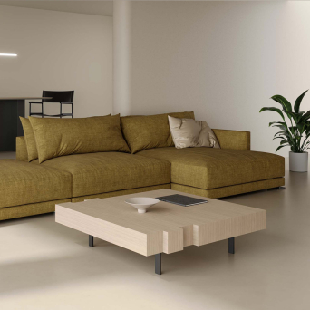 Mesa de centro Sense rectangular en acabado roble sombra con patas metálicas gris negro 2
