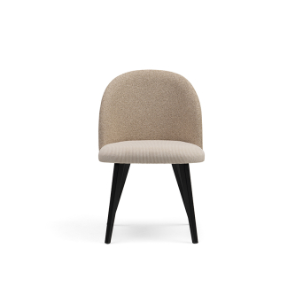 Silla Domo ND con patas de madera y asiento y respaldo tapizado en tela beige 2