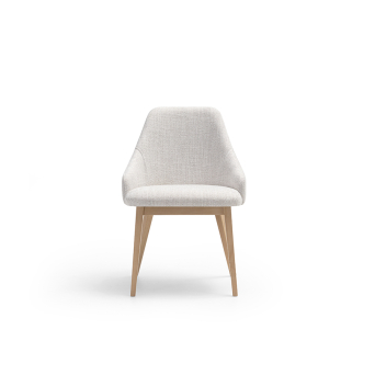 Silla Dima Eme con patas de madera y carcasa tapizada en color clarito 2