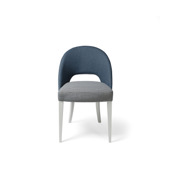Silla Lara con patas de madera en color blanco y asiento y respaldo tapizado 2