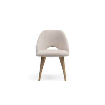 Silla Dakota ND con patas de madera y asiento y respaldo tapizado en tela color crudo 2