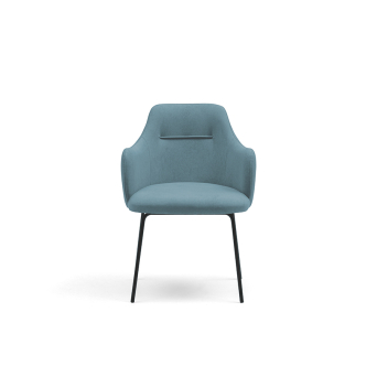 Sillón Milano PMT2 con patas metálicas en color negro y carcasa tapizada en tela azul 2