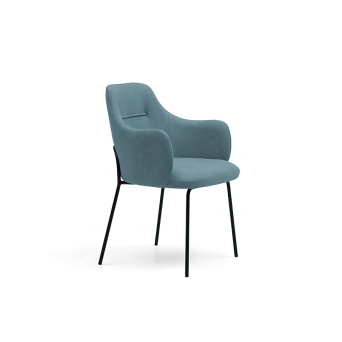Sillón Milano PMT2 con patas metálicas en color negro y carcasa tapizada en tela azul