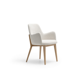 Sillón Mónaco EME con patas de madera y carcasa tapizada en tela