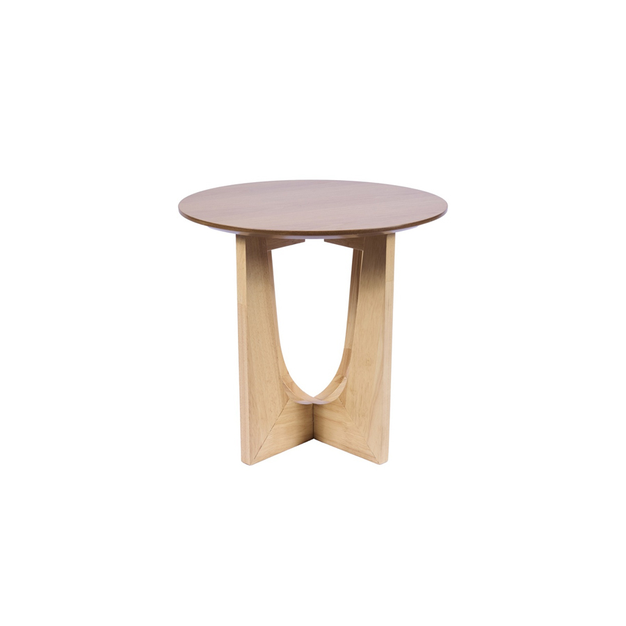 Mesita auxiliar ST-427 con tapa redonda y fabricada en chapa de roble natural