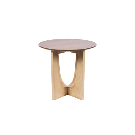 Mesita auxiliar ST-427 con tapa redonda y fabricada en chapa de roble natural
