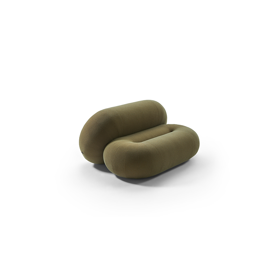Sofá Loop de la firma Sancal en medida 155cm. tapizado en color verde