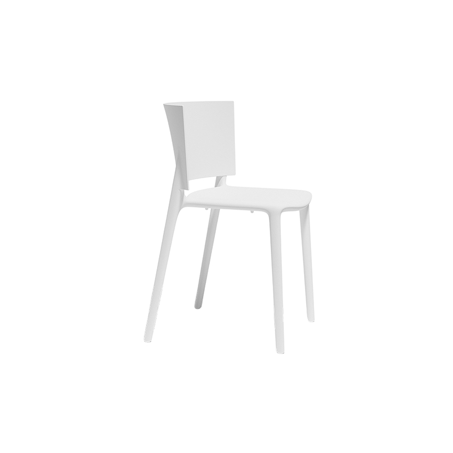 Vista lateral de la Silla África de Vondom de polipropileno blanco
