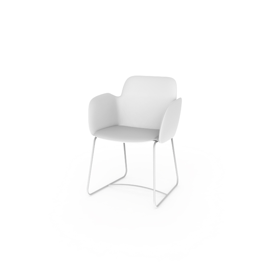 Silla Pezzettina de Vondom, en acabado blanco y con patas de acero inoxidable