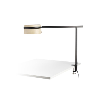 Lámpara de mesa Loop, con estructura metálica y base redonda con un brazo que abraza a la pantalla 2