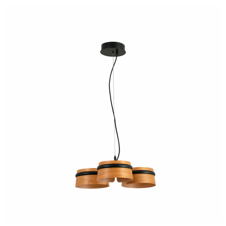 Lámpara colgante Loop de Faro Barcelona, en acero y madera acabado cerezo
