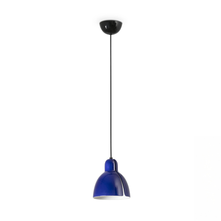 Lámpara colgante Venice de Faro Barcelona, hecha a mano artesanalmente con pantalla de cerámica, acabado azul