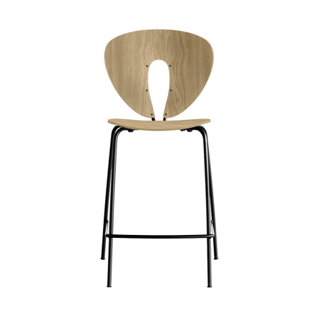 Taburete Globus de Stua de asiento madera y estructura acero con vista frontal