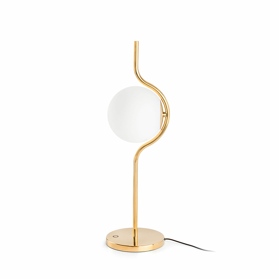 Lámpara de mesa Levita, de Faro Barcelona, en acero y acabada en dorado satinado
