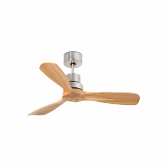 Ventilador de techo Lantau mini Faro Barcelona, en acero y palas de madera, acabado pino