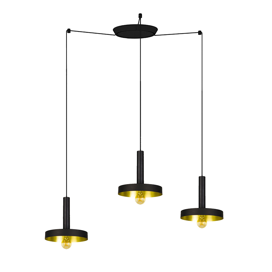 Lámpara colgante Whizz 3L, de Faro Barcelona, acabado negro mate