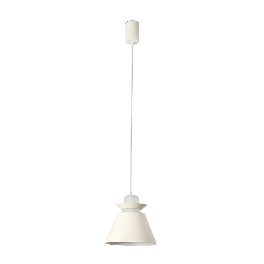 Lámpara colgante Naos 233, de Faro Barcelona, de acero, y con pantalla de cerámica, realizada artesanalmente, en acabado beige