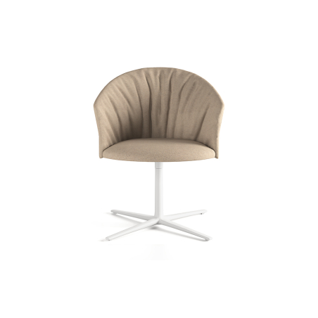 Silla Copa V con estructura giratoria, tapizada en tela y con estructura de las patas en blanco, de la firma de diseño Viccarbe