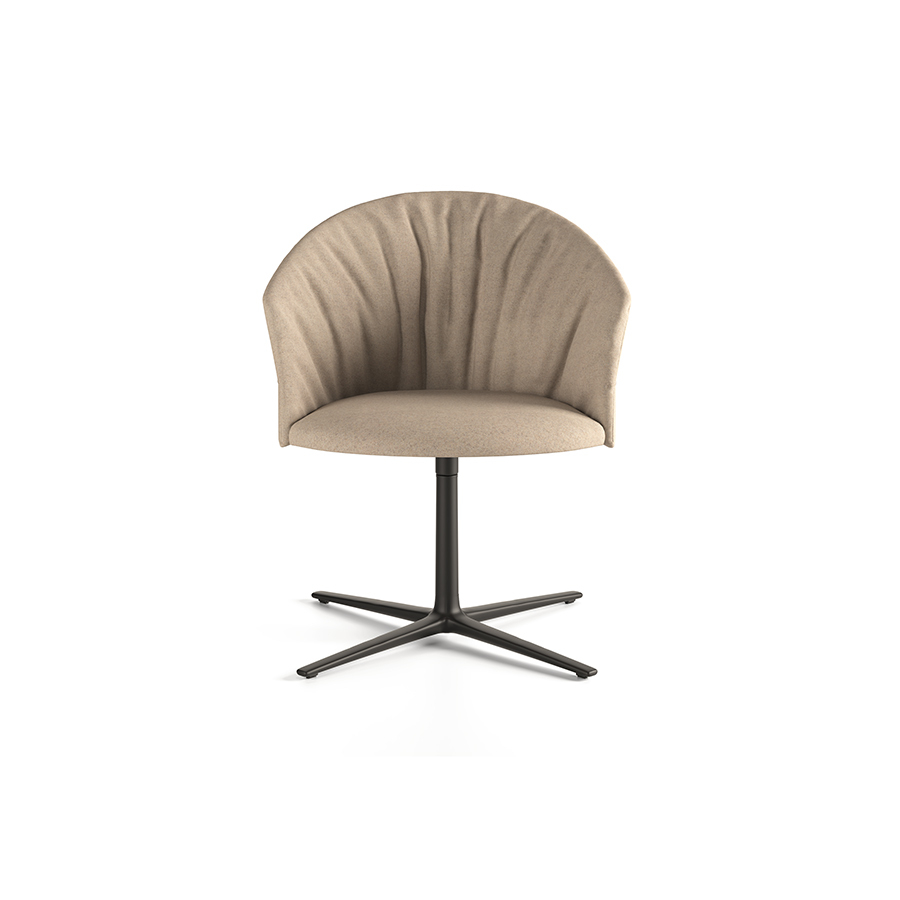 Silla Copa V con estructura giratoria, tapizada en tela y con estructura de las patas en negro, de la firma de diseño Viccarbe