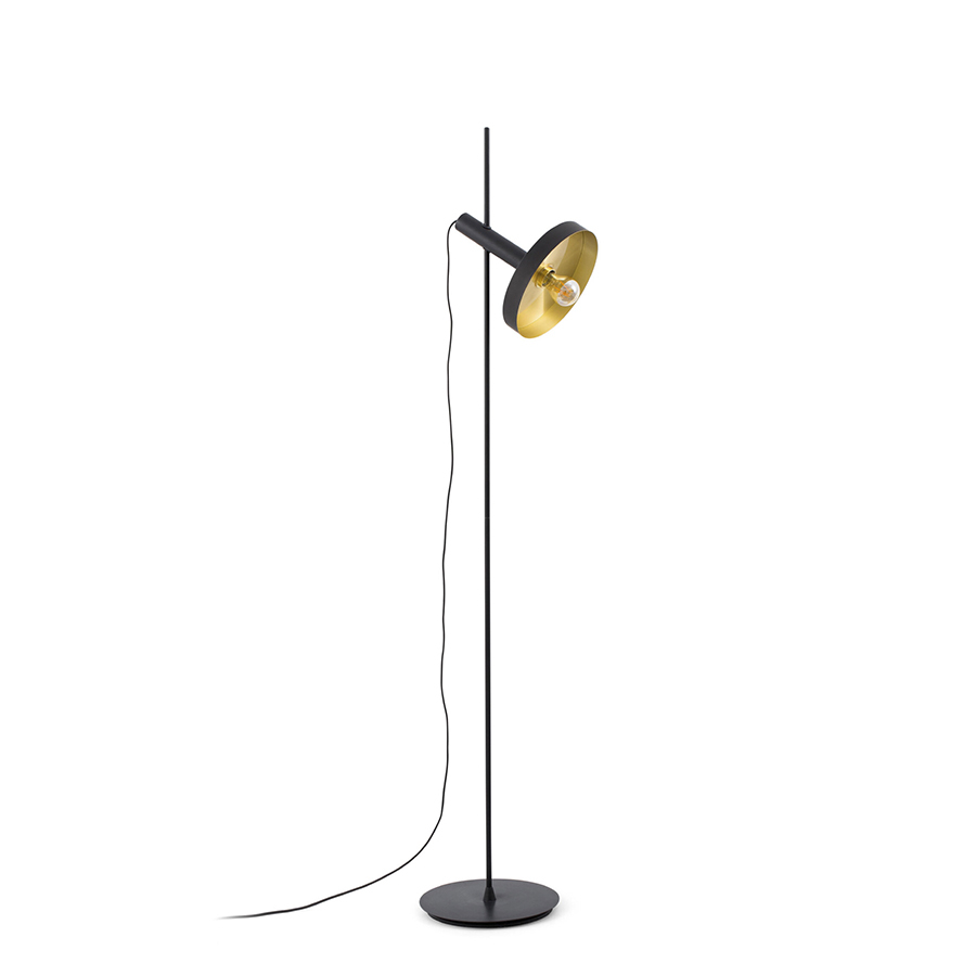Lámpara de pie Whizz, acabada en negro mate y fabricada en acero, de la firma Faro Barcelona