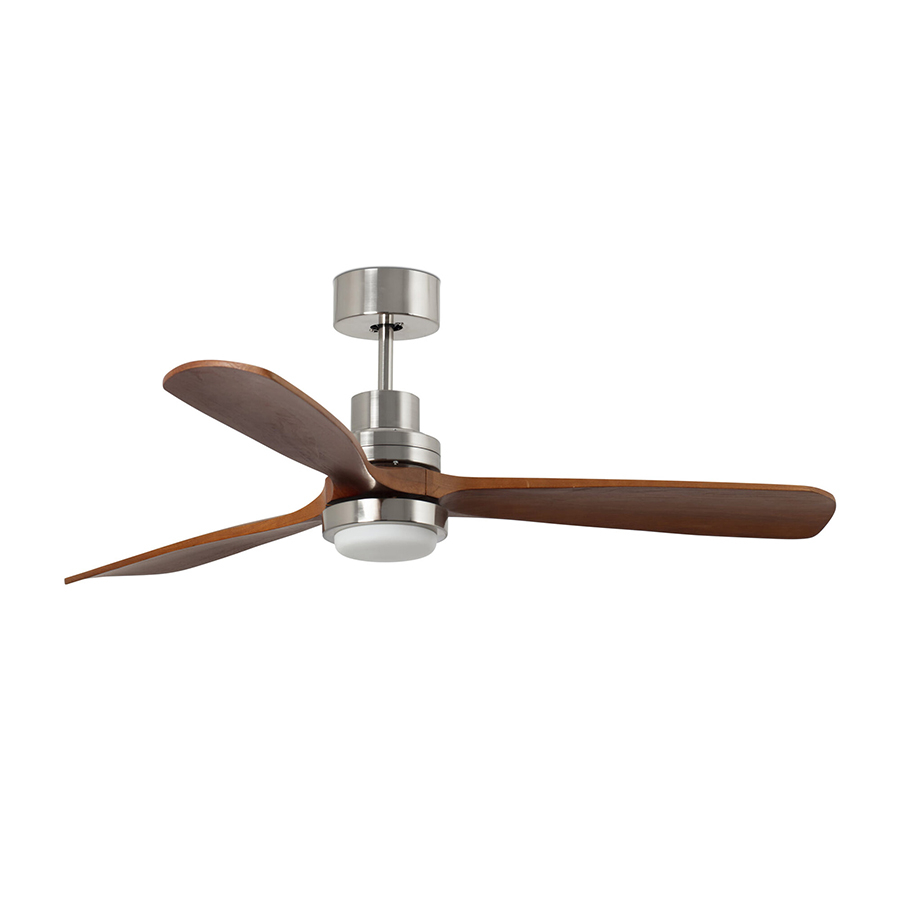 Ventilador de techo Lantau XL, con palas de madera, acabado nogal, de Faro Barcelona