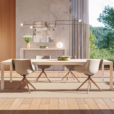 Vista en ambiente de salón de la Mesa Frame de Vondom acabado blanco