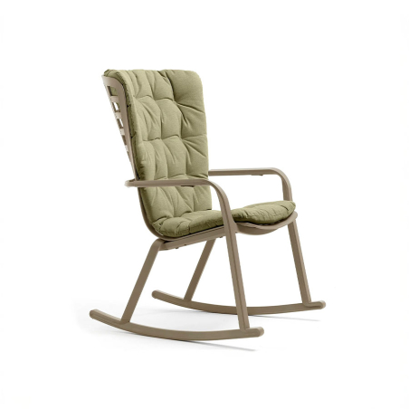 Sillón de terraza Folio Rocking confort de Nardi tortora y cojín felce
