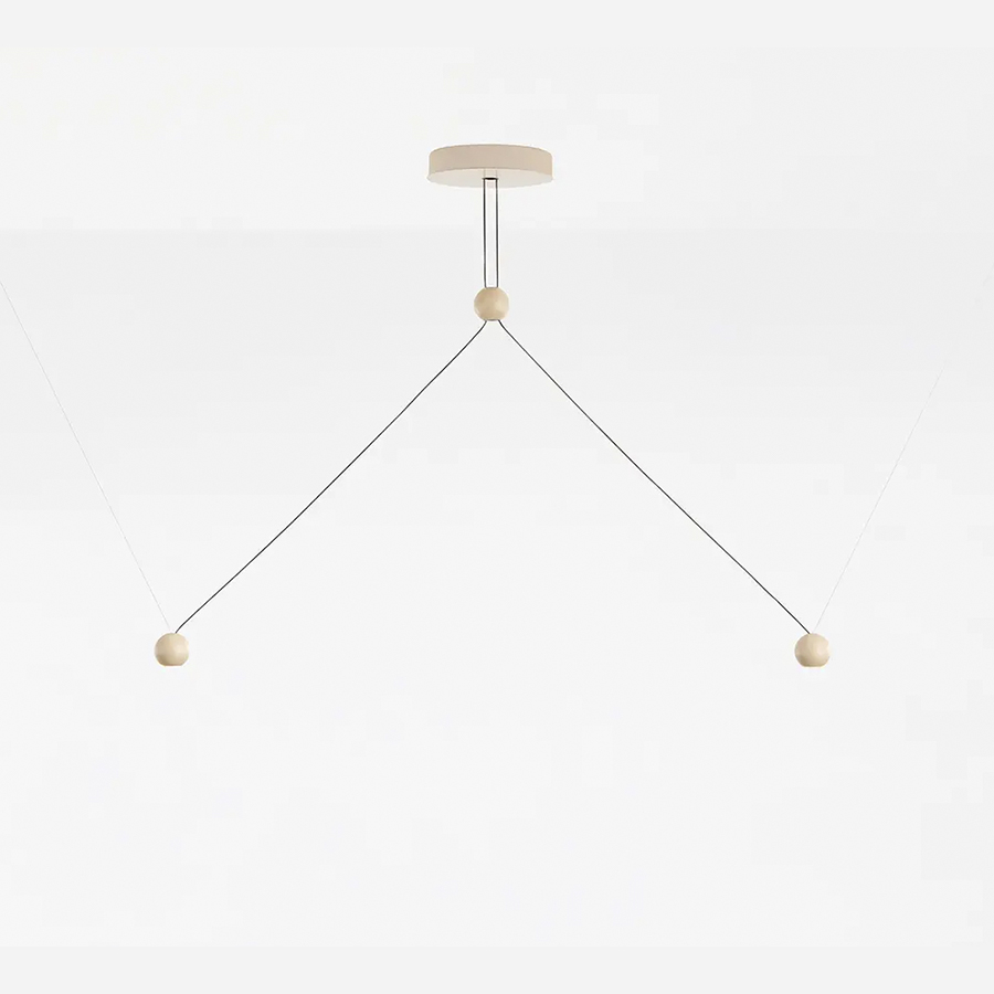 Lámpara colgante Compass, acabado beige, con esfera de luz, de Estiluz