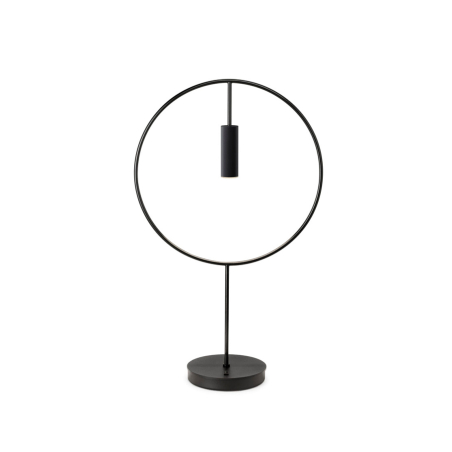 Lámpara de mesa Revolta de Estiluz acabado negro mate y con cuerpo circular y cabezal cilíndrico