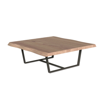 Mesa de centro Santorini con tablero de fresno macizo y patas de metal color negro