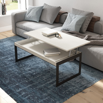 Mesa de centro Lucca con patas de metal y tablero elevable, de la firma Decornouveau
