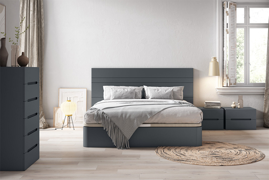 Ambiente dormitorio Danubio fabricado en DM lacado en color azul