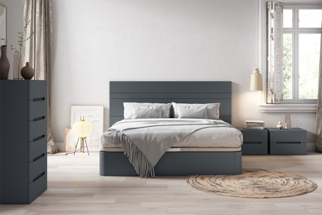 Ambiente dormitorio Danubio fabricado en DM lacado en color azul