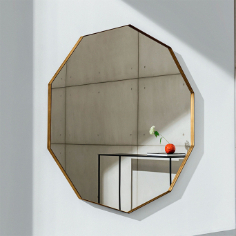 Espejo Visual en forma decagonal acabado estructura burnished metal