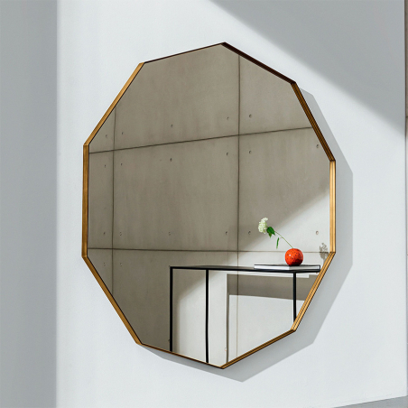 Espejo Visual en forma decagonal acabado estructura burnished metal