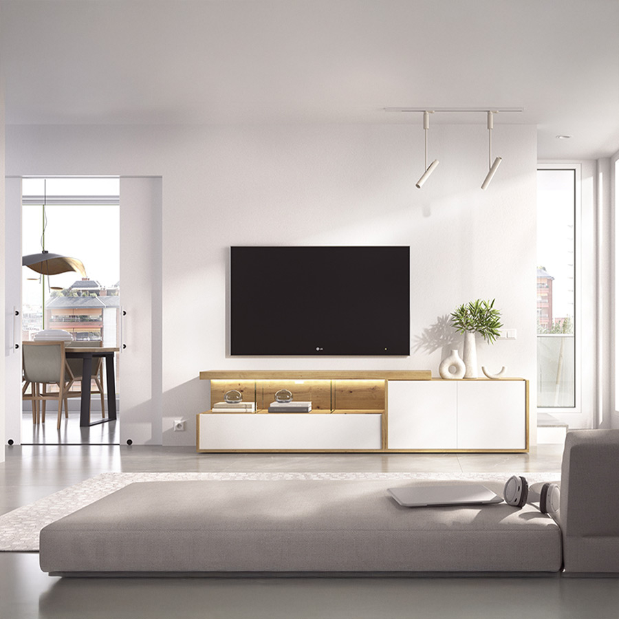 Salón Duo 22 de la marca nacional Rimobel acabado en nordic y blanco