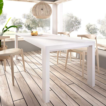 Mesa extensible rectangular Duo 36 en acabado blanco.