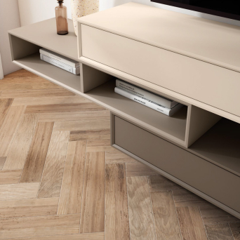 Salón Cosmo C13 de Decornouveau, compuesto por módulos colgados con cajón y diáfanos 2