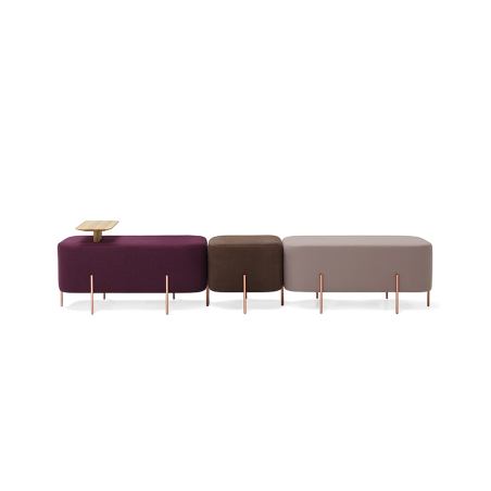 Colección de bancos Elephant de Sancal con patas metálicas y tapizados en tela