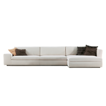 Sofá con chaiselongue Air de Sancal, tapizado en tela color blanco