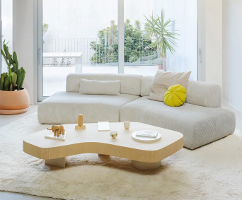 Sofá Duo de la firma Sancal, tapizado en tela color blanco roto 2