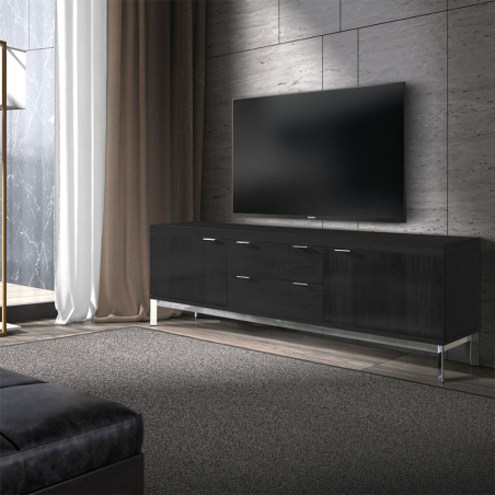 Mueble TV City de Hurtado, acabado roble negro
