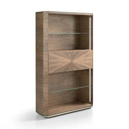 Librero Emerald de Hurtado, en chapa de madera natural, con luz led