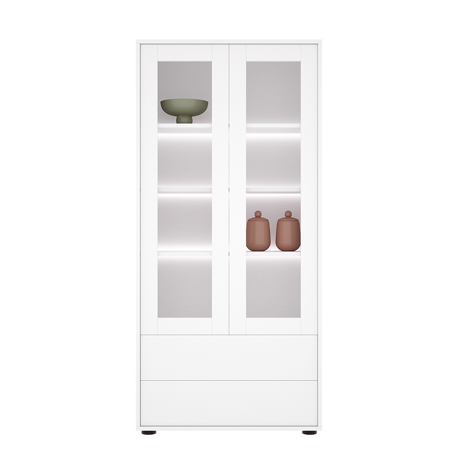 Vitrina Duo 55 de la marca nacional Rimobel en acabado blanco.