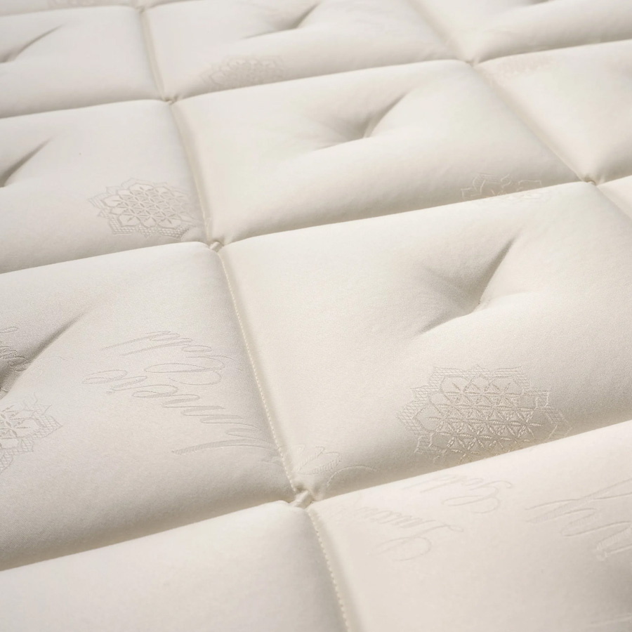 Detalle del tejido cashmere del colchón Baltimore de Essenzia Dormire